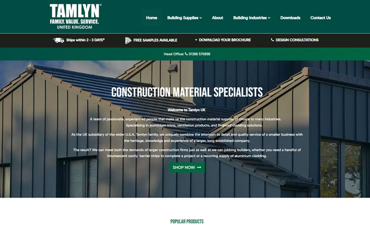 Website Design for Construction Material Suppliers | Tamlyn UK