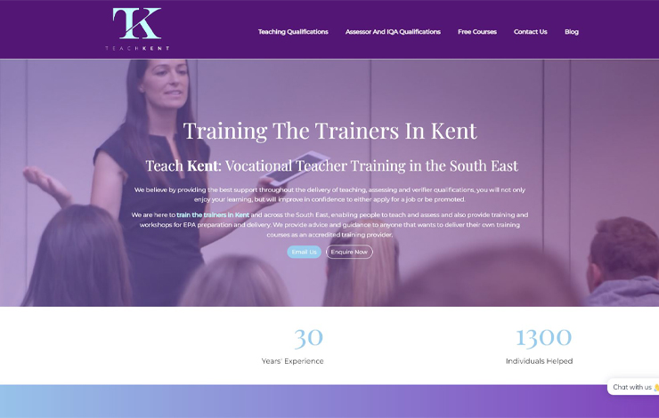 Website Design for Training the trainers in Kent | Teach Kent