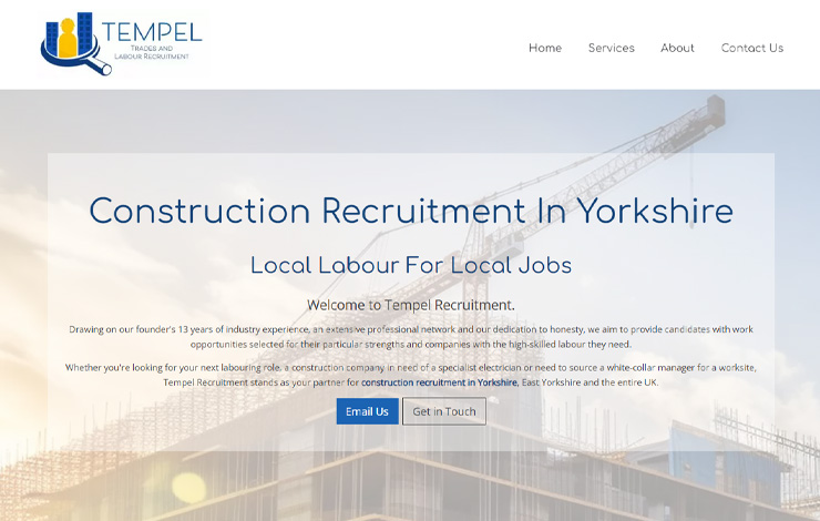 Website Design for Construction Recruitment in Yorkshire | Tempel Recruitment