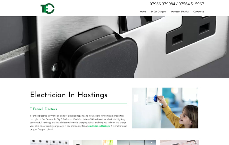 Website Design for Electrician in Hastings | T Fennell Electrics