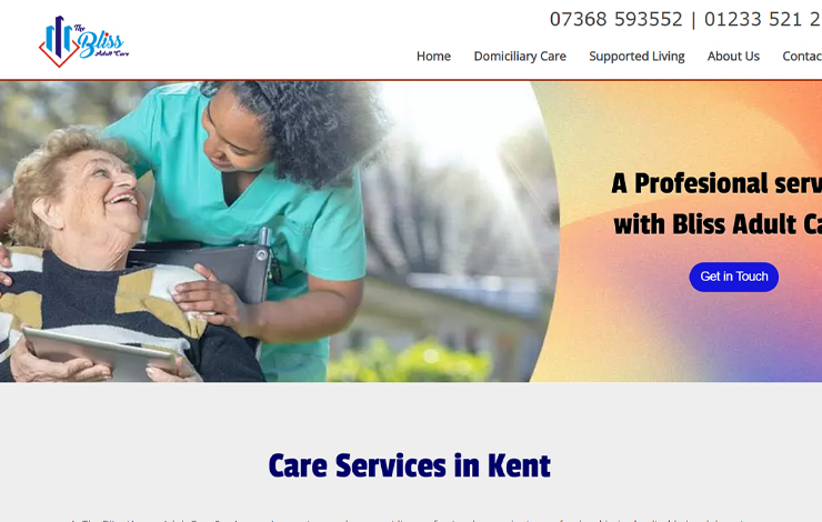 Website Design for Care Services Kent | Bliss Adult Care