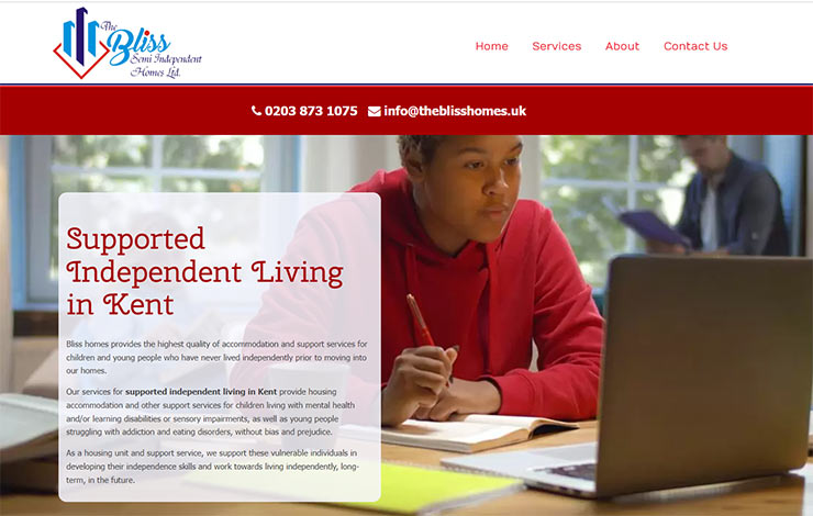Website Design for Supported Living in Kent | The Bliss Homes
