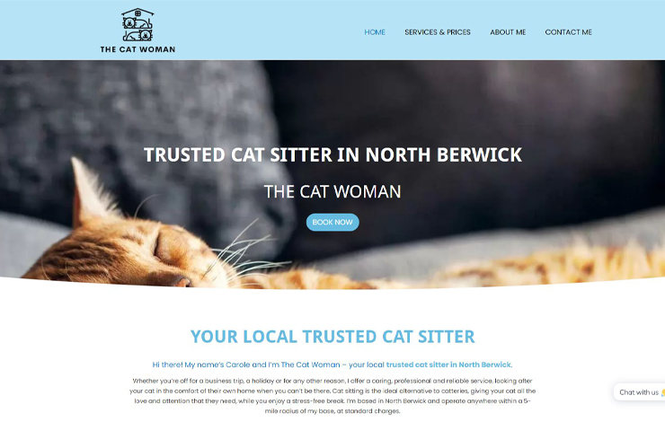 Website Design for Trusted Cat Sitter in North Berwick | The Cat Woman