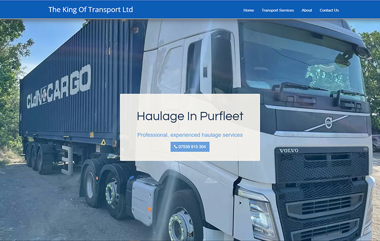 Website Design for Haulage in Purfleet | The King of Transport