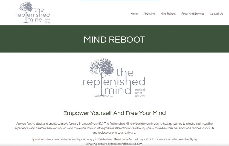 Website Design for Mind Reboot | The Replenished Mind