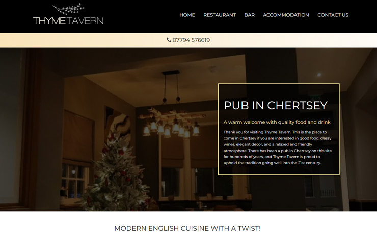 Website Design for Pub in Chertsey | Thyme Tavern