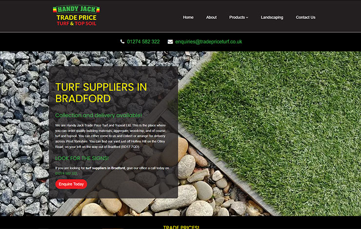 Website Design for Handy Jack | Turf suppliers in Bradford