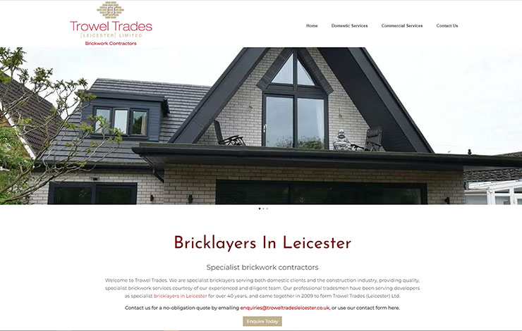 Website Design for Bricklayers in Leicester | Trowel Trades
