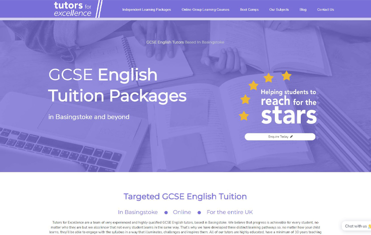 Website Design for GCSE English Tutors in Basingstoke | Tutors for Excellence