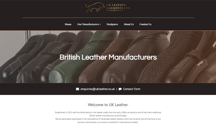 Website Design for British Leather Manufacturers | UK Leather Garments Ltd