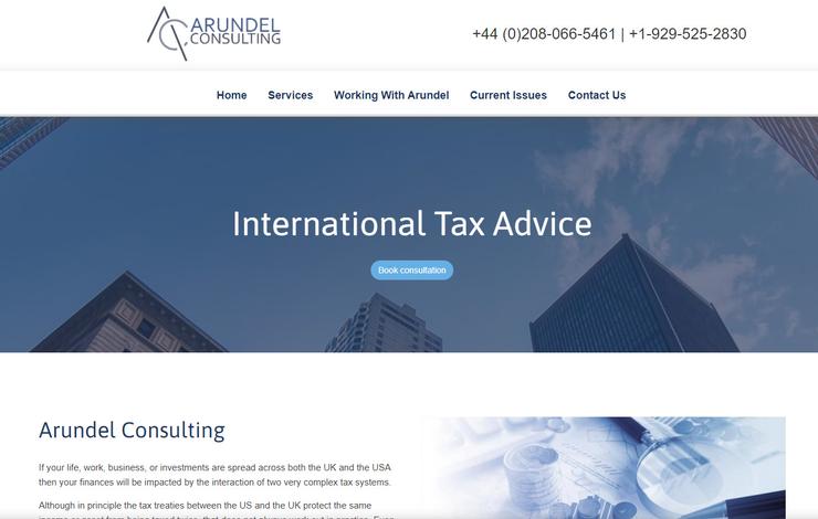 Website Design for International Tax Advice | Arundel Consulting