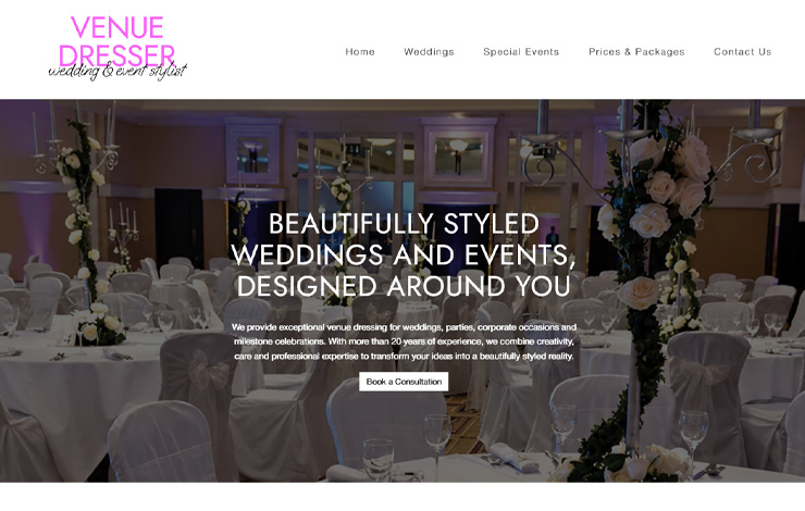Website Design for Beautifully Styled Weddings & Events | Venue Dresser