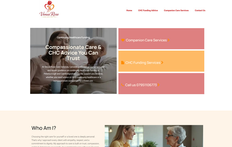 Website Design for Continuing Healthcare Funding & Companion Care in Peterborough