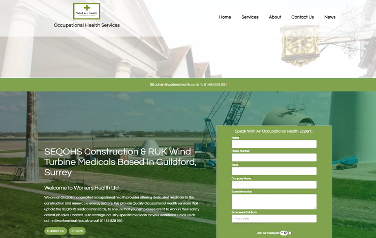 Website Design for SEQOHS Medicals in Guildford | Workers Health Ltd