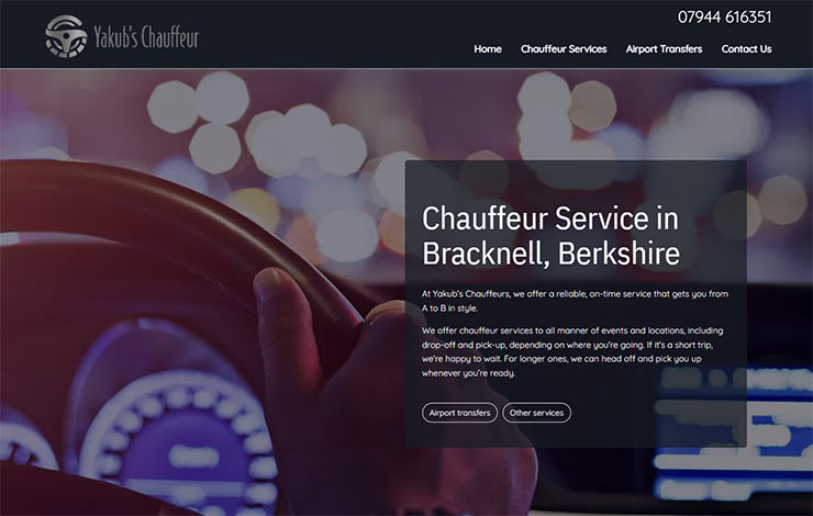 Website Design for Chauffeur in Bracknell, Berkshire | Yakubs Chauffeur