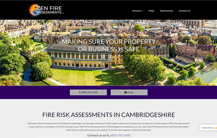 Website Design for Fire risk assessments in Cambridgeshire | Zen Fire Assessments